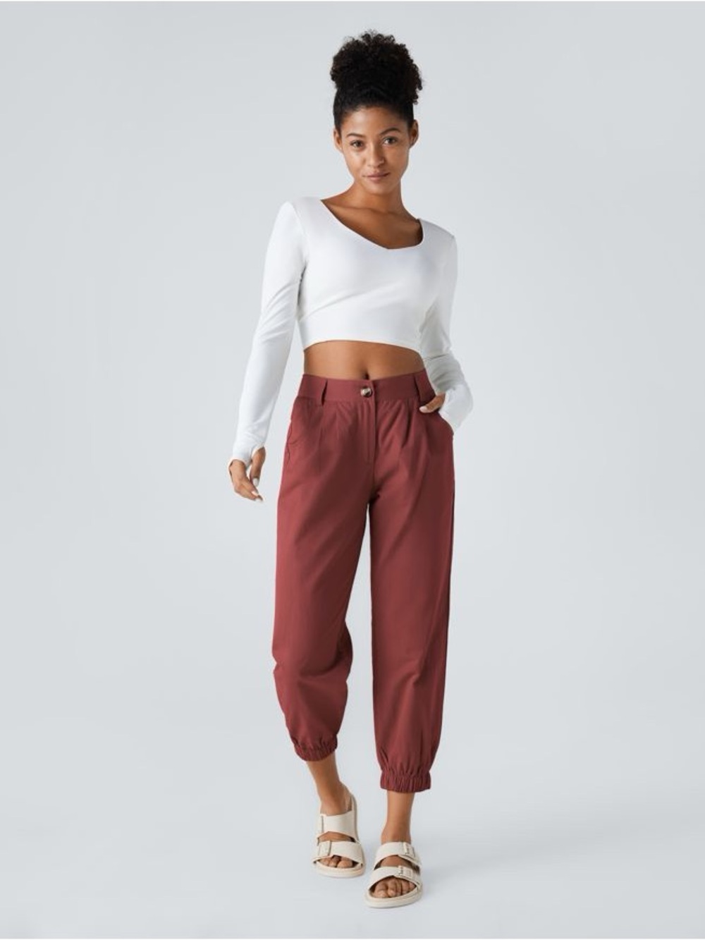 HALARA Russet Brown Elastic-Cuff Jogger Mid Rise Casual with Pockets XS Reg NWT